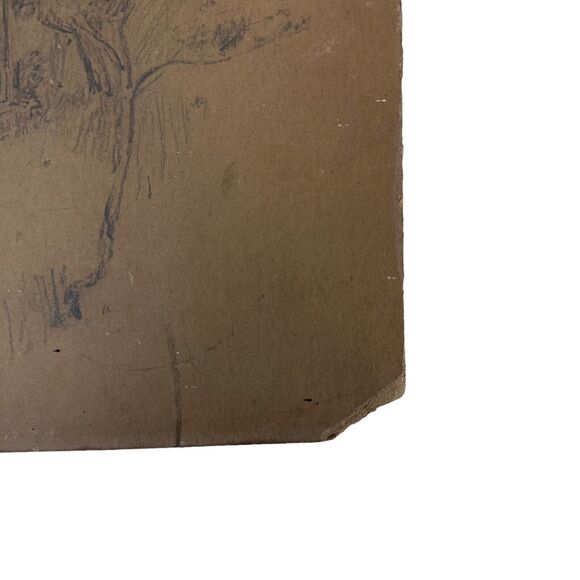 Pencil Drawing Cottage In The Woods Artist Unknown Unsigned Original Vintage - Picture 9 of 12